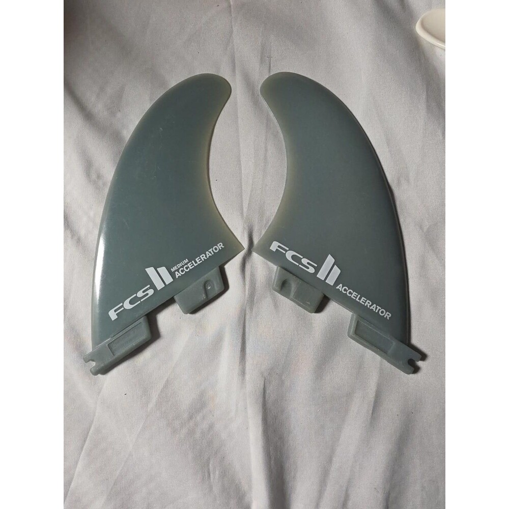 FCS II Accelerator Medium Surfboard Fins Thruster Side Fin Pair Gray Made USA